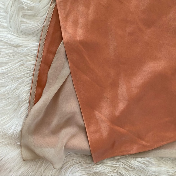 Nanushka Narita Belted Peach Apricot Satin Sleeveless High Neck Midi Dress - Picture 12 of 14